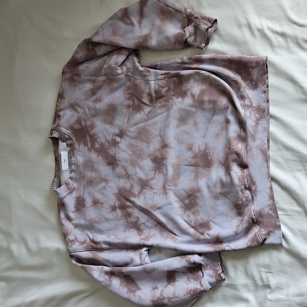 Tna Aritzia Cozy Fleece Boyfriend Crewneck in Purple Tie Dye 2